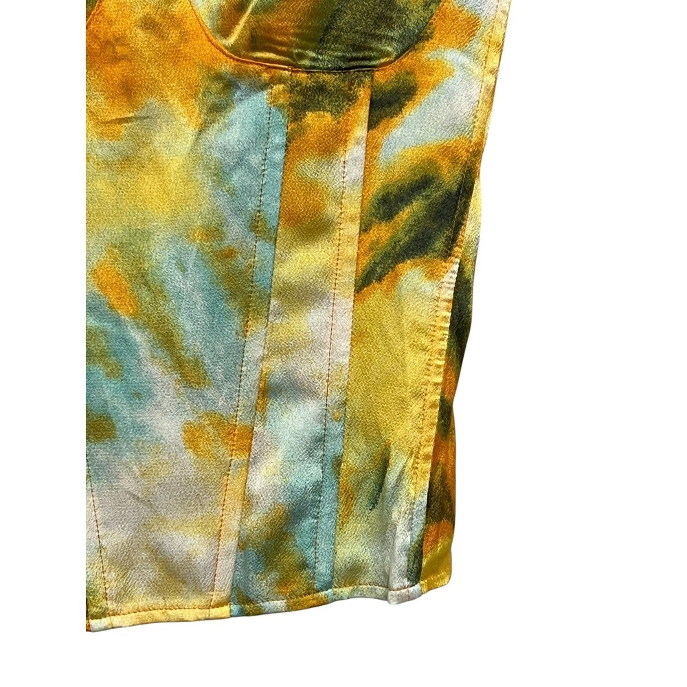 PrettyLittleThing Corset Top Womens US 4 Orange Tie Dye Structured Festival Club - Picture 4 of 8